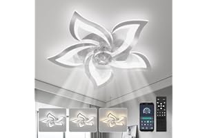 ‎YUNLONG YUNLONG Deckenventilator mit Beleuchtung und Fernbedienung Leise Chrom Deckenlampe mit Ventilator Reversible DC Motor Dimmbar Ventilator Lampe Decke mit 6 Geschwindigkeiten Sommer Winterbetrieb