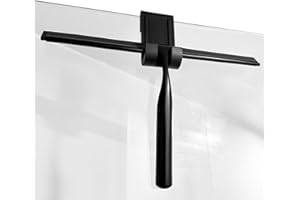 Ghazpmuk Shower Squeegee, Window Squeegee, Duschabzieher Silikon mit Haken Schwarz, Fensterabzieher Professional, Duschwand Abzieher, 25.5cm Silicone, für Showers, Bathrooms, Mirrors, Glass, Tiles