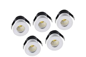 ELITLIFE 5-Pack Mini Small Recessed Spotlights,3W Warm White Aluminium Mini Spot Downlight with Transformer LED Recessed Ceiling Lights Downlights for Living Room Cabinet etc