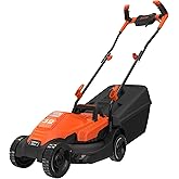 BLACK+DECKER Cortacésped eléctrico 1200W, Ancho de corte 32cm, Empuñadura engomada tipo bicicleta, Bolsa de 35L con indicador