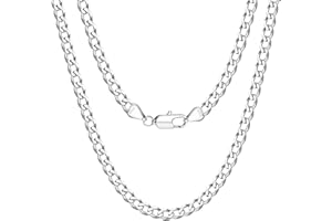 JeweBella Collar Hombre Mujer Cadena Plata de Ley 925 Cadena Eslabones Ancho 3.5MM Cadena Plata Hombre Longitud 40/45/50/55/60/65/70/75CM