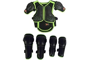 ARMOR QTREES Traje de armadura de motocicleta para niños, protector de pecho y columna vertebral, espalda, hombro, brazo, codo, rodillera, motocross, carreras, esquí, patinaje, chaleco de armadura corporal,