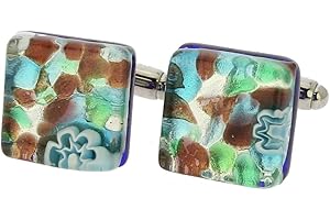GLASS OF VENICE GlassOfVenice Murano Glass Venetian Classic Square Cufflinks - Silver Meadow