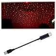 CGEAMDY Car Roof Star Night Light, Portable USB Flexible Interior Lamp, Auto Rotation Breathing and Sound Activated LED Romantic Projector, Plug and Play Ceiling Light for Car Party Decoration (Red)
