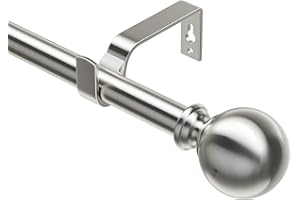 VUYNUXS Curtain Poles for Windows 76 to 208 CM, 19MM Diameter Adjustable Drapery Rods for Eyelet Curtains, Extendable Metal Curtain Poles, for Living Room Bedroom, Brushed Nickel