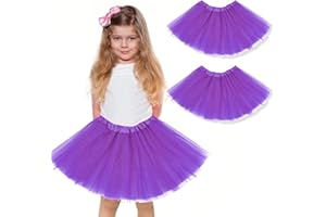 WKRTDY 2 jupes Totem en Tulle Court Élastique pour Filles Tutu Jupe en tulle, Tutu pour Fille en Tulle Fêtes de Danse Jupe de Fête pour Filles pour Fête d'anniversaire (Violet foncé, 3 Couches)