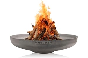 MOODZ Outdoor Living Brasero de Acero Inoxidable - Brasero de jardín - Brasero de Exterior y Barril de Fuego - Brasero de Acero Inoxidable (Ø100 cm RVs)