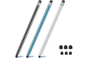 PAPERFEEL [3 Pezzi] Penna per Tablet, Penna Tablet pour iPad/Android Tablet/iPhone/Samsung Tablet, Penna Touch Tablette ad Alta Sensibilità e Precisione, Nero Blu e Argento