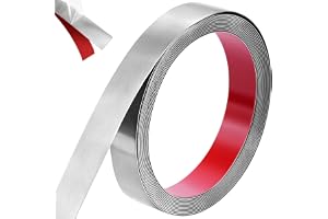 NUTKIT Rostfritt stål, självhäftande, dekorlister i metall, silver, 5 m x 2