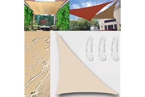 GLIN Sun Shade Sail Outdoor Waterproof Right triangle 3.2x3.2x4.5m Shade Sails Canopy UV Protection for Garden Patio Block With Rope Shade Sail Kit Creamy-white