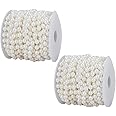 2 Rolls 33Feet/10Meter Length Christmas Bead Garland Faux Pearl Beads Chain Christmas Tree Garland Chain Decorations for Xmas Tree Holiday Wedding DIY Decoration Supplies
