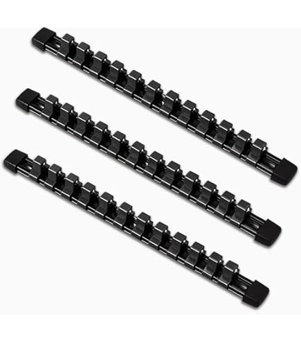 Gunpla 9 Pcs Socket Holder Set Socket Wrench Insert Plug Rail Set with 129 Clips for 1/4 Inch Socket 10mm 3/8 Inch 12.5mm in Inch Metric