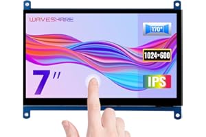 Waveshare 7 Inch Display for Raspberry Pi 4 Capacitive Touchscreen HDMI LCD (C) 1024x600 Resolution IPS with 170° View Angle Support All Raspberry Pi/Windows 10/8.1/8/7 PC Monitor