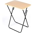 LIVIVO Folding Tray Side Table - Maple Wood Effect - Fold Up End Table for Living Room or Kitchen - Sturdy Metal Frame & Wood Top No Assembly Required
