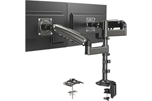 HUANUO Support Ecran PC 2 Ecran de 13 à 32 Pouces, Bras pour Écran PC Réglable en Hauteur, à Mouvement Complet Supportant VESA 75x75/100x100mm