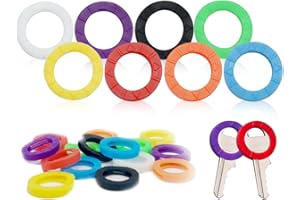 ‎LHBWHIZ Lhbwhiz Pack of 16 Silicone Key Caps, Round Key Caps, Plastic Key Identification Rings, Colourful Key Covers for Identification, Key Caps