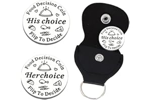 L0FAMY Funny Food Decider Coin, Stainless Steel Double Sided Coin, Food Decision Coin with PU Leather Case, Gifts for Him, for Him, for Husband Wife Anniversary Date Night Game for Couple