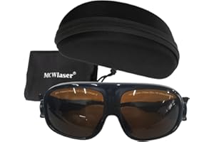 MCWlaser Occhiali di Protezione Sicurezza Laser 190-540nm & 800-1700nm per ND:Yag, Diodo, fibra, Blue, Green Laser 355nm 405nm 445nm 450nm 473nm 520nm 532nm 808nm 980nm 1064nm Tipo assorbimento EP-1
