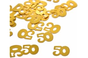 Confettis Anniversaire 50,Table Décoration,Confettis de Fête Mariage Anniversaire,Le thème de la fête,décoration pétillante,mariage(15g,or)