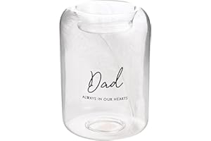 WIDDOP AND CO Widdop Thoughts of You Glass Tea Light Holder With Feather Inside - Dad - Memorial Commemorative Light Present Memory Sentimental Message
