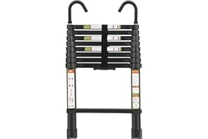 Telescopic Ladder, 8.5FT RIKADE Aluminum Telescoping Ladder with Non-Slip Feet and Stable Hook, Portable Extension Ladder for Household and Outdoor Working, 330lb Capacity