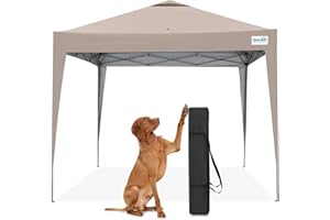 Quictent 3x3m (10x10ft) Portable Pop Up Canopy Gazebo with Carry Bag, Lightweight Shelter Tent for Parties, Camping, Festivals, Garden Events, Beige