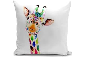 HUASHUZI Żyrafa poszewka na poduszkę kolorowa żyrafa dekoracja poszewka na poduszkę dom poszewka na poduszkę dekoracja do salonu kanapa sofa prezenty 45 x 45 cm