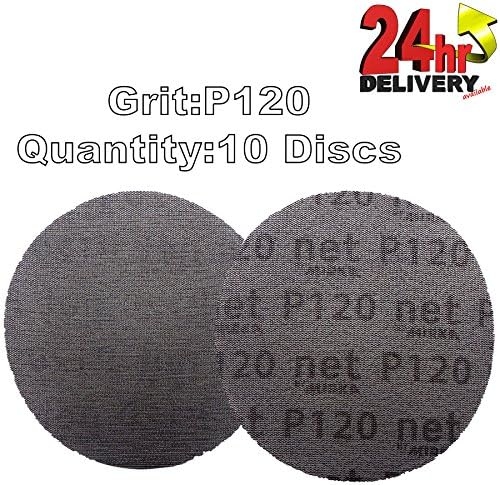 Mirka Autonet 150mm 6" Sanding Mesh Disc P120 Grit 10 Discs Paintwork Dust Extraction For Paint stripping/Removal/Paint Sanding/Lacquers/Plaster/Putty/Plastics/Body filler/Primer/Glass fibre
