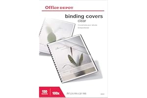 100 Couvertures PVC transparentes incolores - Office DEPOT - format A4 150 microns