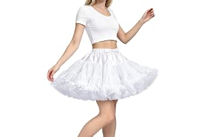 Kvinnors elastisk midja chiffong underkjol puffig tutu tyllkjol prinsessa balett dans underkjol, Vitt, M