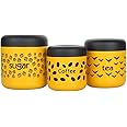 NEPTUNE Stainless Steel Tea Coffee Sugar Canister – Set of 3 | Multipurpose Jar & Canisters For Kitchen Accessories (YELLOW)