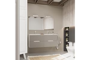Kiamami Valentina Mueble de baño Bicolor de 120 cm, 4 cajones y Doble Lavabo | Magnolia