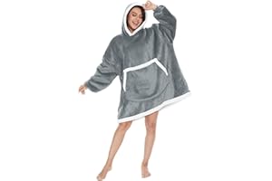 LLTTEER Sweat Plaid à Capuche Surdimensionné de Noël,Pull Polaire Femme, Sweat à Capuche Confortable Super Doux avec Poche géante,Sweat à Capuche géant Confortable pour Adultes