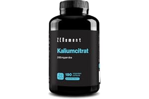 Kaliumcitrat 2105 mg - 800 mg Elementärt, 40% NRV - 180 Kapslar | Kalium för Muskler, Nerver & Blodtryck - Utan Tillsatser, Glutenfri - 2 per Dag, 3 Månader - Zenement