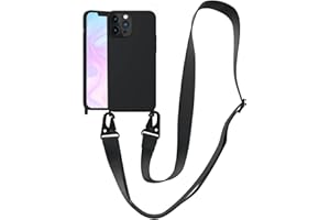 Handykette Handyhülle kompatibel mit Apple iPhone 12/iPhone 12 Pro Necklace Hülle Nylon Schultergurt Weich Silikon TPU Cover mit Kordel zum Umhängen Schutzhülle mit Stylische Band(schwarz)