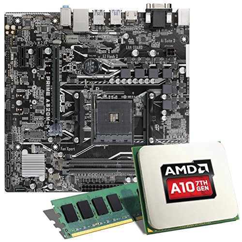 AMD A10-9700 / ASUS A320M-C / 8GB Mainboard Bundle | CSL PC Aufrüstkit | AMD A10-9700 APU 4x 3500 MHz, 8GB RAM, Radeon R7, GigLAN, 7.1 Sound | Aufrüstset | PC Tuning Kit