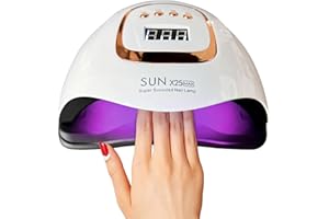 Timpou Lámpara de uñas UV LED de 380 W, con 81 perlas LED, secador profesional para esmalte de gel, luz UV con 4 ajustes de temporizador, sensor automático, pantalla LCD