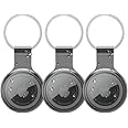 SQUIF Airtag Case with Keychain, Airtag Holder Compatible with Apple AirTags, Waterproof & Dustproof & Anti-Collision Airtag Cover with Multi-Color Transparent Soft for Kids, Bags, Pet (Set of 3)