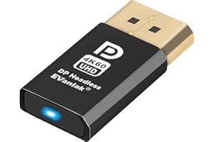 EVANLAK 4K60HZ DisplayPort Headless Ghost Display Emulator do PC DP Dummy Plug -Fit Headless 1080@120Hz-4096x2160@60hz FHD-1Pack