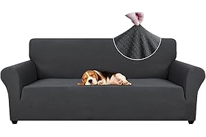 Ystyle Funda de Sofá Elástica 3 plazas, Fundas para Sillones Ajustables con Reposabrazos, Moderna Cubre Sofa Antideslizante Antimanchas Lavable, Protección para Perros y Mascotas, Gris