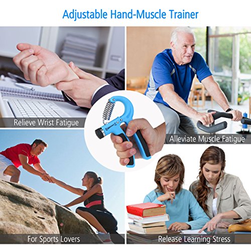 BESTOMZ 2 Stück Handtrainer Fitness Fingerhantel Fingertrainer Handgriff 20-88 Lbs (10-40 kg) Einstellbar Blau - 6