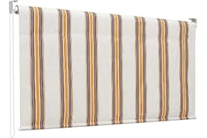 WINTEM Tenda da Sole a Caduta 150x250 cm con Rullo in Alluminio, Parasole Esterno a Righe Beige, Attacco Soffitto Incluso