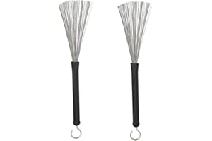 PSFXBM Drum Brushes, 2 PCS Retractable Drum Brush, Retractable Long Handled Wire Brushes, Stainless Steel Drum Stick Brush, Jazz Drum Brushes for Jazz Folk Rock Band Musical Instrument Accessories