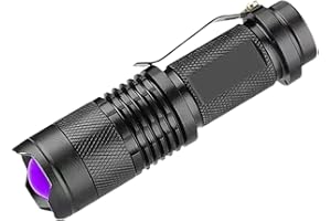 Frfik UV Torch - UV Flashlight, 395NM Ultra-Violet Black Light Detector - LED Portable Handheld Torch, Aluminum Alloy AA/14,500 Lithium Battery - Adjustable Focuses for Pet Urine & Stains