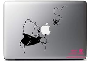 Artstickers. 11" 13" Laptop Sticker - Winnie The Pooh Design - Sticker for MacBook Pro Air Mac Laptop - Black - Spilart Gift - Registered Trademark