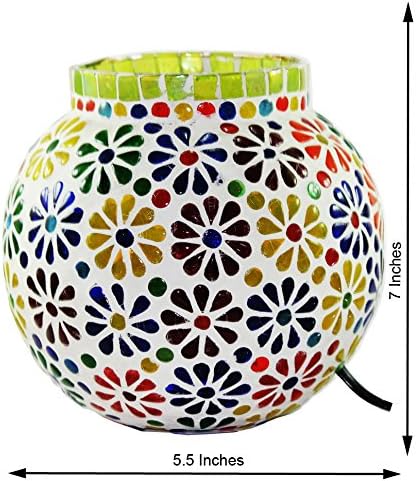 Edivine's Diffuser/Candle Holder/CROCK shaped Handcrafted Festive Home Decor Mosaic Glass Candle Stand with round base Votive Tealight Holder, (DESIGN #03)