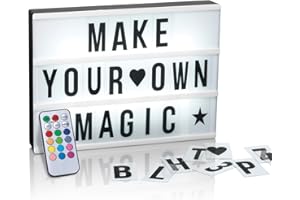 EASYmaxx caja de luz LED con cambio de color y temporizador | Incluye 173 letras y símbolos intercambiables | Varios modos de cambio de color | Funcionamiento con pilas y conexión USB [Formato A4]