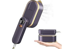 HJH Clothes Steamer, 1200W Portable Handheld Travel Steam Iron for Clothes, 9S Fast Heat Up, 3 Steam Levels, 150ml Water Tank, LCD Screen 2 in 1 Garment Steamer & Iron - Purple