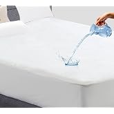 Waterproof Mattress Protector 90 x 190/200 + 25 cm, Microfibre Terry Cover 130 gsm, Breathable, Quiet and Adjustable with Ful