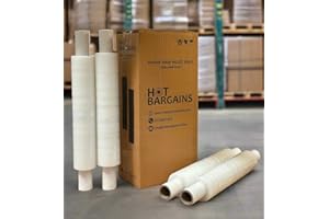 HOT BARGAINS 6 X Clear Pallet Wrap Roll Extended Core 400mm x 300m, 35mu Clear Stretch Shrink Cling Film 1.5kg Wrapping Roll for Moving House, Furniture & Industrial Uses (6)